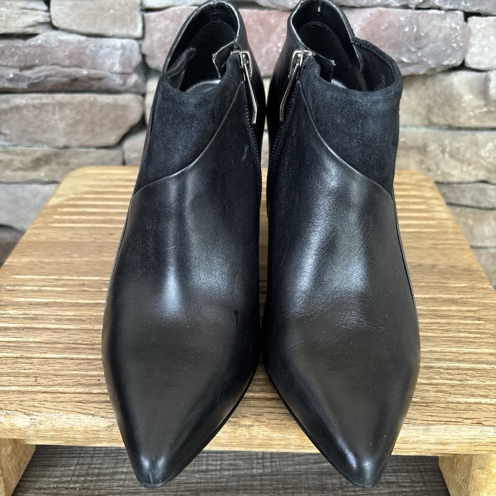Women's Maripe Sheeba Black Ankle Zip Up Heels Boots SIze 7.5 Leather/Suede